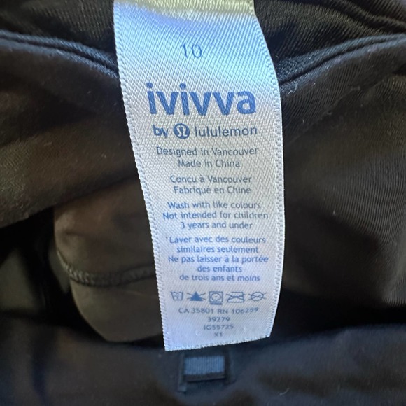 Ivivva by Lululemon Black Leggings Sheer bottoms sz 10 - Picture 8 of 9